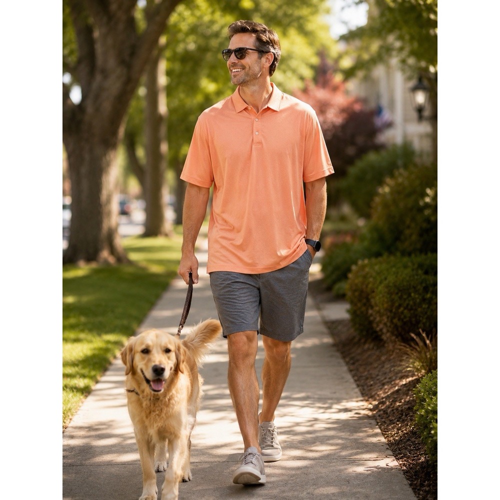 Pebble Beach Dry-Luxe Mens XXL Coral Orange Performance Golf Polo NWOT